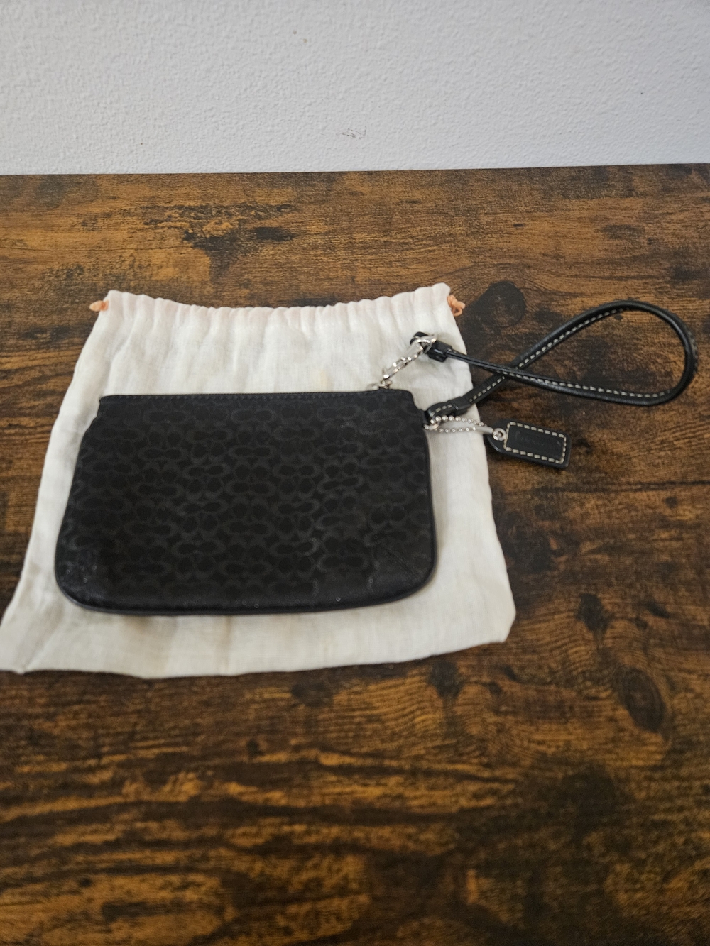 Coach Black Signature Wristlet